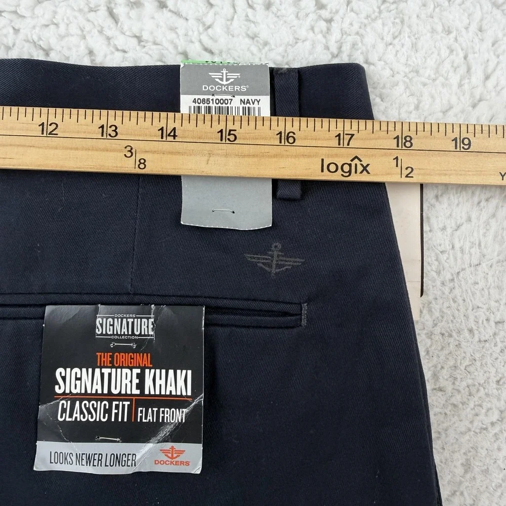 Dockers Signature Khaki Pants Mens 34x34 Navy Blue Classic Fit 408510007